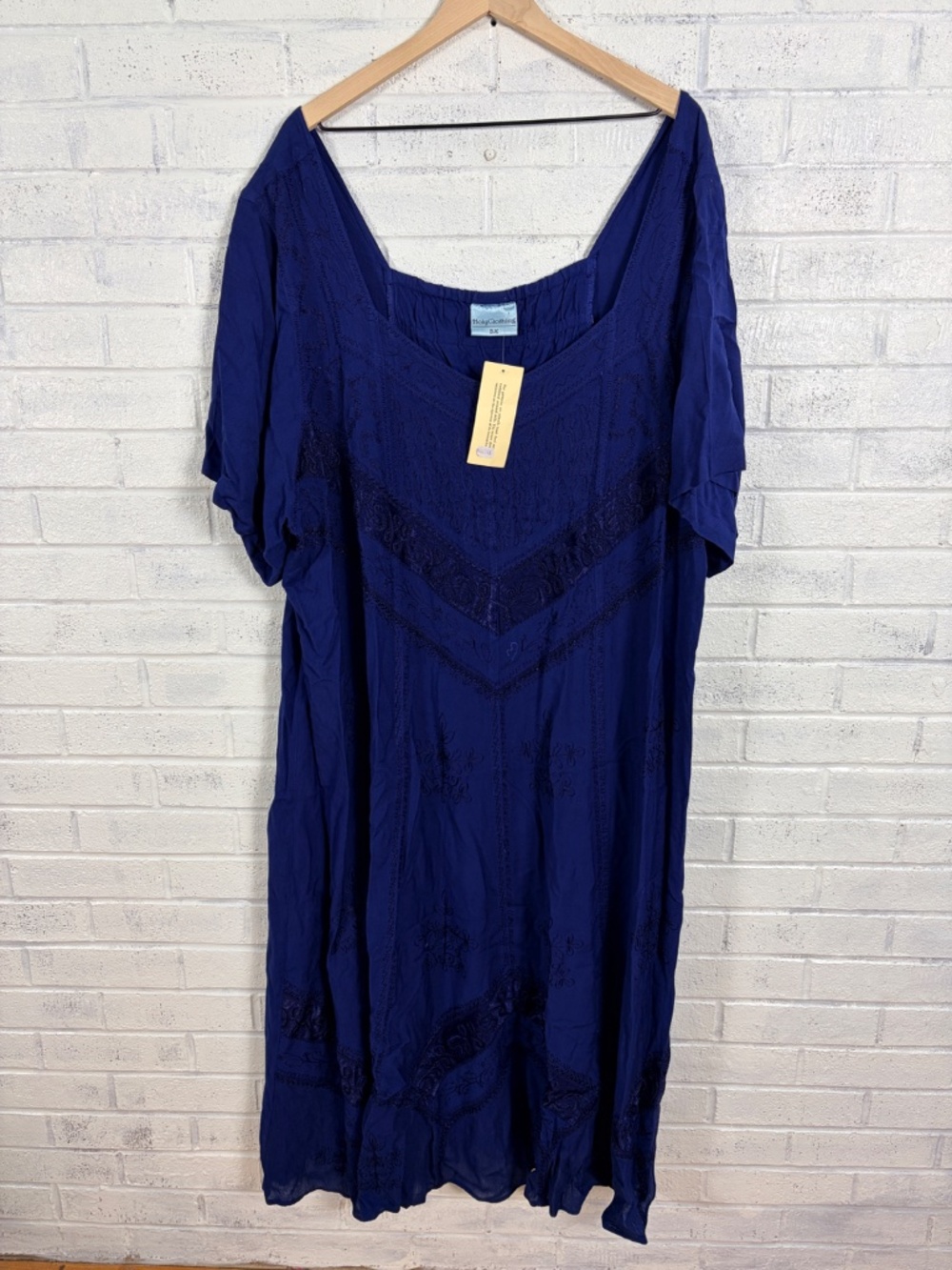 Holy Clothing Maxi Dress Womens 5X Blue Embroidered Boho Renaissance Cottagecore